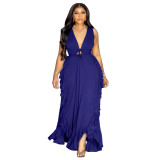 Sexy Chic Ruffle High Waist Hollow Strap Plus Size Dress