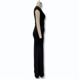 Summer solid color women Slash Shoulder Crop top high waist Bodycon skirt set