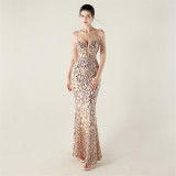 Women crystal diamond sequin embroidery Formal Party evening dress