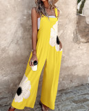 Women Summer Print Retro Sleeveless Jumpsuit