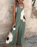Women Summer Print Retro Sleeveless Jumpsuit
