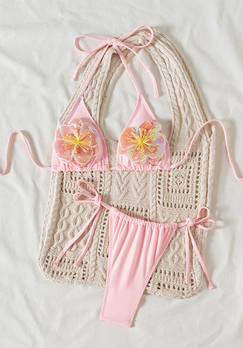 Fashion bikini pink Two pieces set