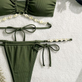 Plain Ribbed Shell Decoration Two Pieces Swimsuits bikinis