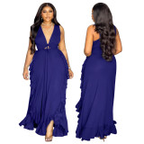 Sexy Chic Ruffle High Waist Hollow Strap Plus Size Dress