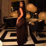 Summer solid color women Slash Shoulder Crop top high waist Bodycon skirt set