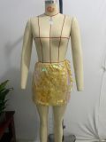 Shiny sequins Patchwork Bodycon sexy short skirt