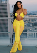 Women's Spring and Summer Halter Neck Open Waist Mesh Drawstring See-Through Hollow Ribbon Jumpsuit Women's Spring and Summer Halter Neck Open Waist Mesh Drawstring See-Through Hollow Ribbon Jumpsuit