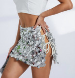 Shiny sequins Patchwork Bodycon sexy short skirt