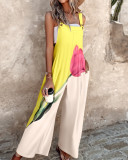 Women Summer Print Retro Sleeveless Jumpsuit
