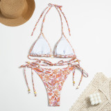 women's Sexy printed Low Back Two Pieces bikini swimsuit