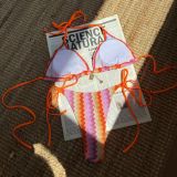 Striped gradient bikini summer beach swimsuit for women
