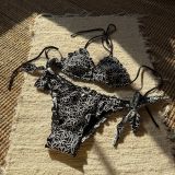Embroidered Flower Sexy Bikini Two Pieces Swimsuit