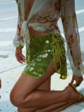 Shiny sequins Patchwork Bodycon sexy short skirt