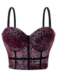 Sexy leopard pattern Patchwork bra straps Meshlace See-Through Outdoor Wear fishbone bra