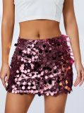 Shiny sequins Patchwork Bodycon sexy short skirt
