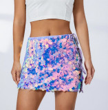 Shiny sequins Patchwork Bodycon sexy short skirt