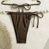 Plain Ribbed Shell Decoration Two Pieces Swimsuits bikinis