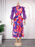 African women Plus Size print dress fashion top skirt two-piece set