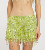 Fringed sequined Spring Holidays fringed Strap top Bodycon skirt set