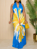 Women Petal Print Sleeveless Dress