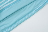 Women Summer Sexy Backless Lace-up Top Striped Shorts Two-Piece Set