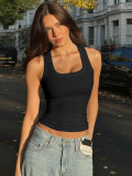Women Summer U-Neck Solid Crop Tank Top
