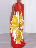Women Petal Print Sleeveless Dress