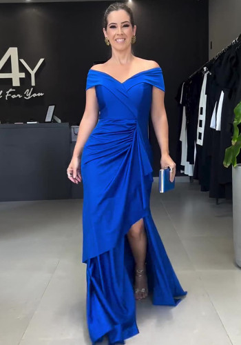Women Halter Neck Backless Slit Maxi Dress