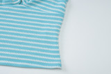 Women Summer Sexy Backless Lace-up Top Striped Shorts Two-Piece Set