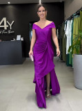Women Halter Neck Backless Slit Maxi Dress