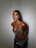 Women Sexy Metal Chain Hollow Beaded Halter Neck Strap Backless Vest Body Chain Top