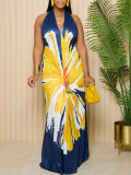 Women Petal Print Sleeveless Dress