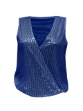 Women Summer V-neck Party Sequin Sleeveless Top