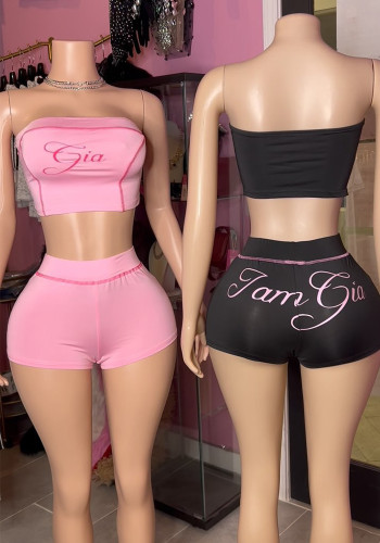 Women Retro Print Stretchy Strapless Sports Long-sleeved Top and Skirt Two-piece Set