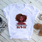 Women Round Neck Short Sleeve Flower Letter Print Summer T-shirt