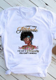 Women Round Neck Short Sleeve Flower Letter Print Summer T-shirt