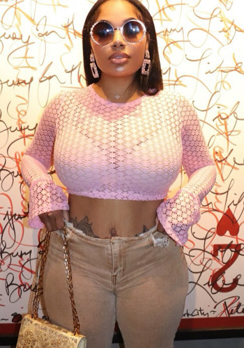 Women Street Sexy Lace Ripped See-Through Crop Top