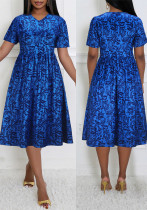 Plus Size Women Elegant V-neck Short Sleeve Maxi Dress