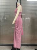 Women's Sequin Halter Sleeveless Glittering Evening Dress