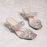 Women summer rhinestone high heels party sandals heels