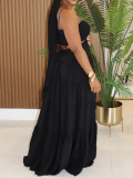 Women Bohemian Sleeveless Cascading Ruffles Dress