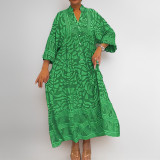Plus Size Women Career Print Dress