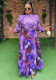 Plus Size Women African Elegant Print Long Sleeve Dress
