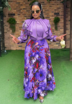 Plus Size Women African Elegant Print Long Sleeve Dress Plus Size Women African Elegant Print Long Sleeve Dress