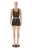 Women Sexy Printed Tank Top and Mini Skirt Set