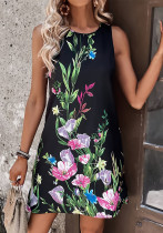 Women Spring and Summer Elegant Casual Flower Print Dress