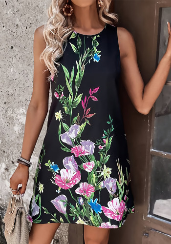 Women Spring and Summer Elegant Casual Flower Print Dress