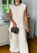 Women Round Neck Solid Raglan Sleeve Top and Pants Two-piece Set