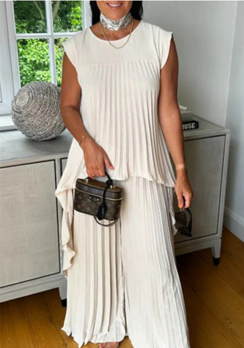 Women Round Neck Solid Raglan Sleeve Top and Pants Two-piece Set