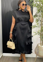 Plus Size African Women French Ruffle Edge Elegant Dress